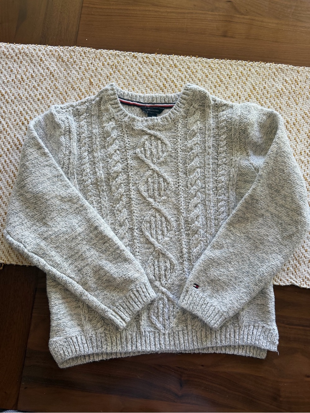 Tommy Hilfiger Kids Light Gray Cable Knit Sweater